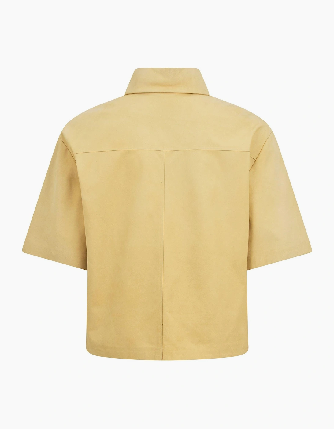 Solid Patterned Shirt Collar Shirt Jacket with Chest Pocket