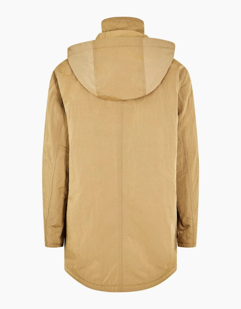 Solid Patterned Hooded Snap Button Rain Jacket with Flap Pocket
