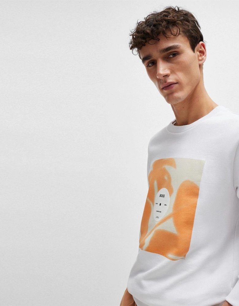 Graphic Crew Neck Ribbed Collar Long Sleeve Sweatshirt