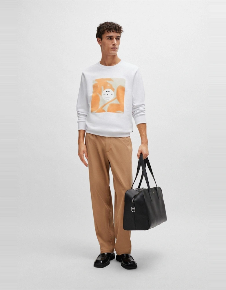 Graphic Crew Neck Ribbed Collar Long Sleeve Sweatshirt