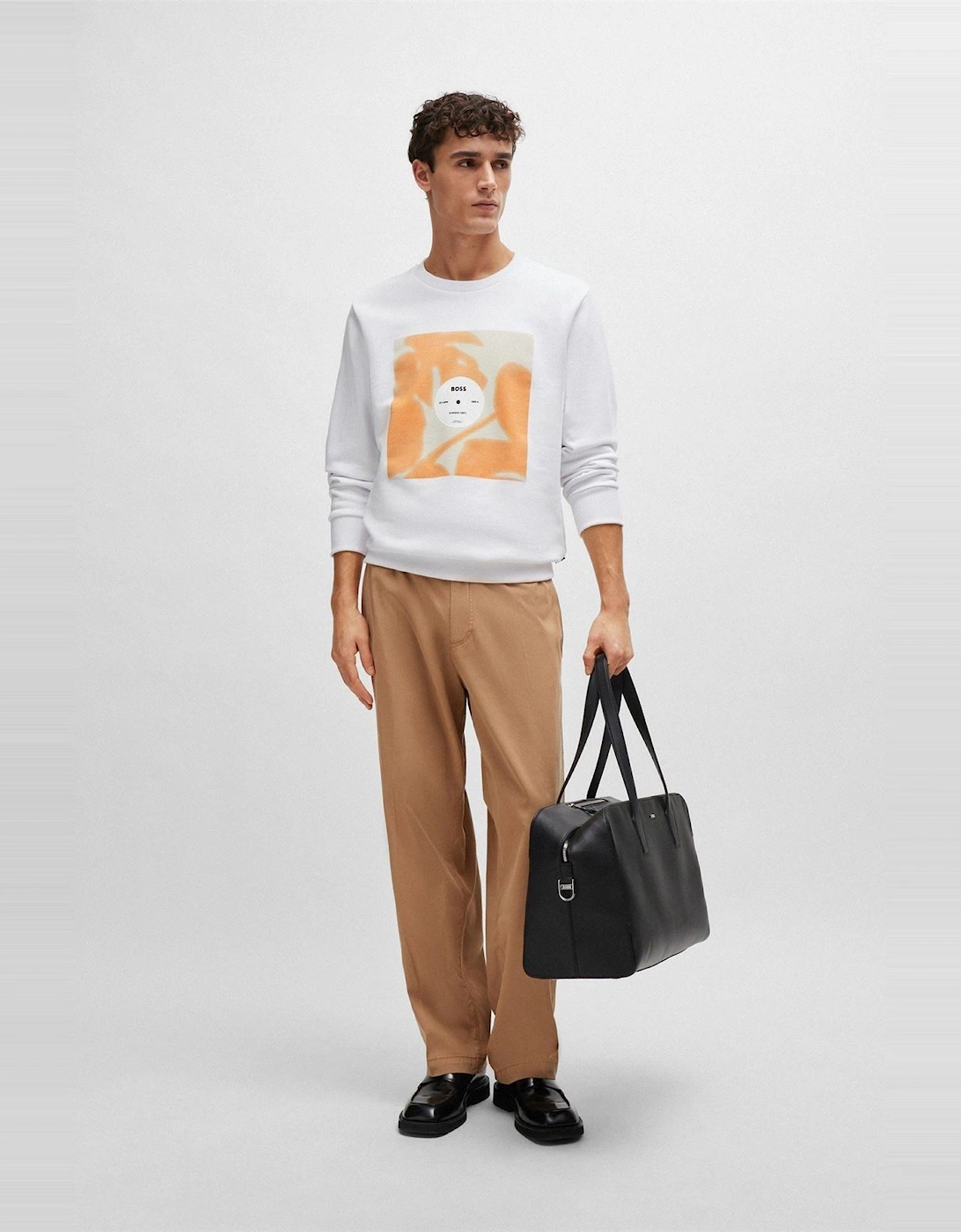 Graphic Crew Neck Ribbed Collar Long Sleeve Sweatshirt