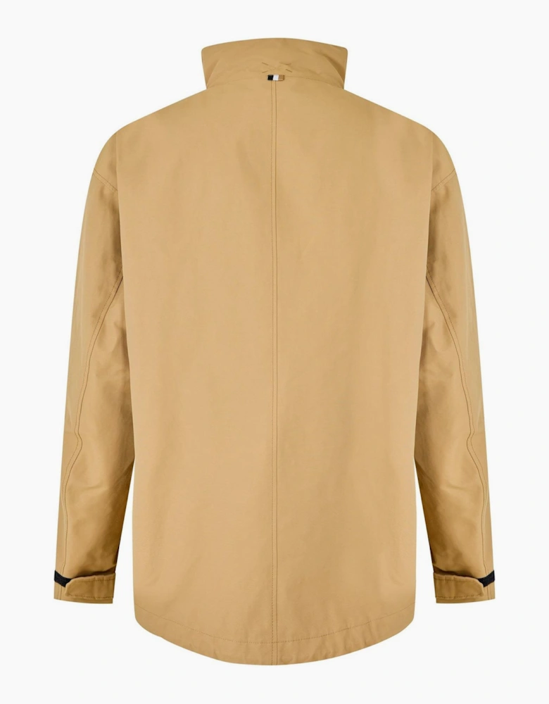 Solid Patterned Snap Button Rain Jacket with Flap Pocket