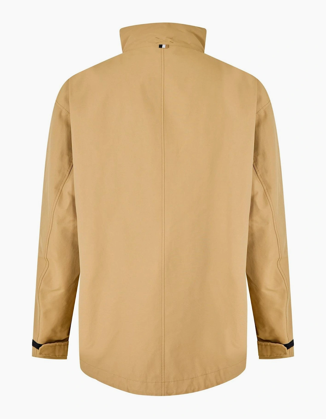 Solid Patterned Snap Button Rain Jacket with Flap Pocket
