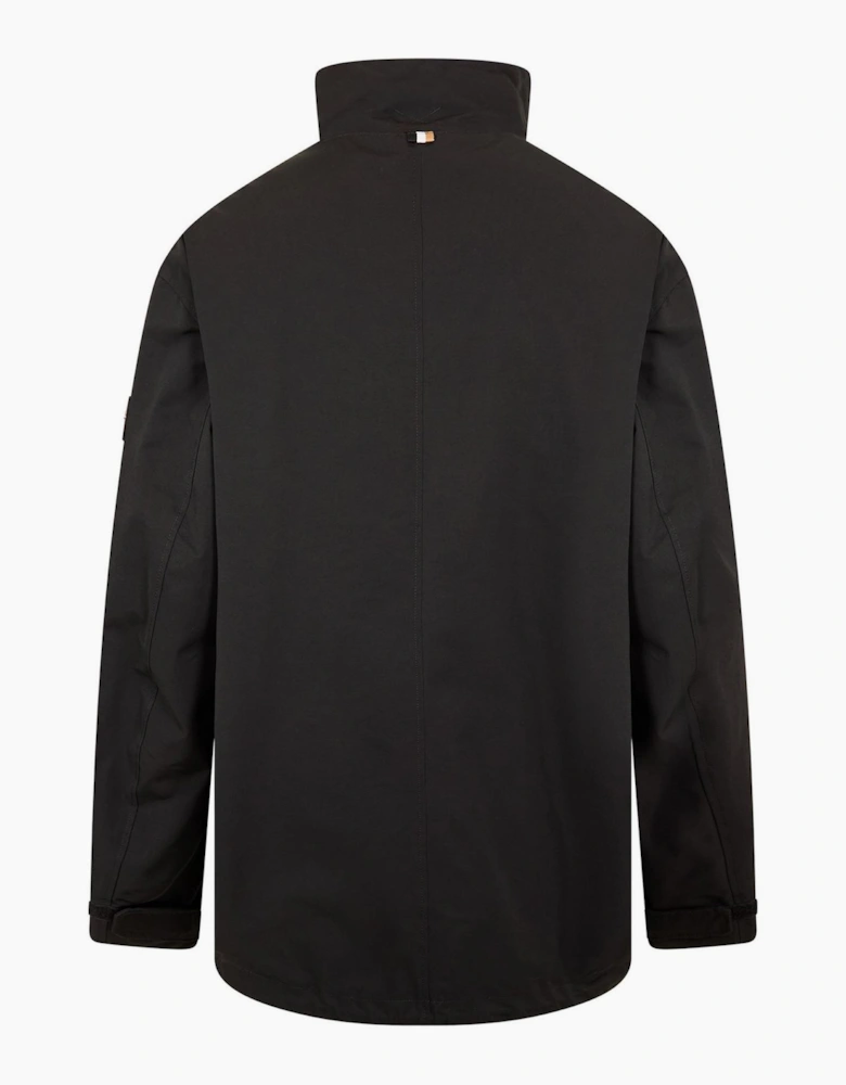 Solid Patterned Snap Button Rain Jacket with Flap Pocket