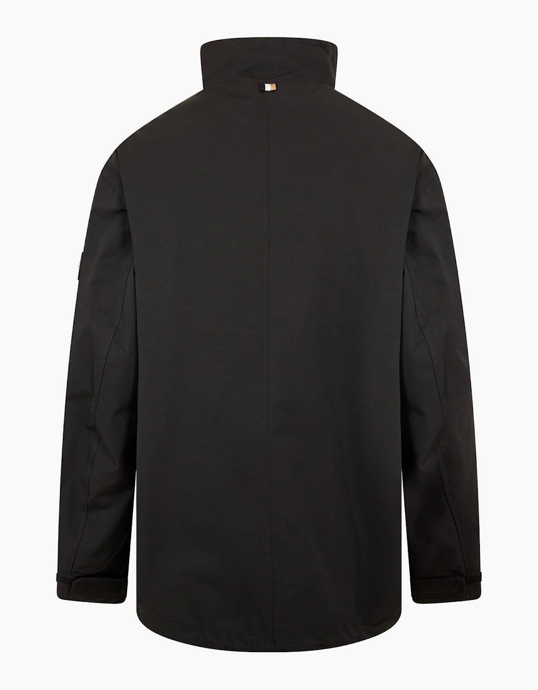 Solid Patterned Snap Button Rain Jacket with Flap Pocket