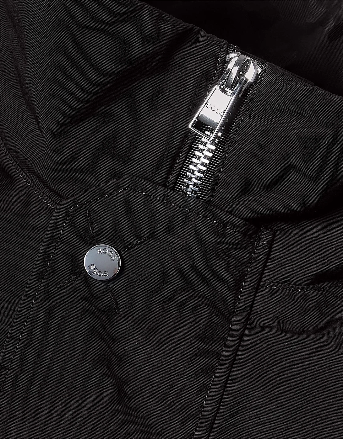 Solid Patterned Snap Button Rain Jacket with Flap Pocket