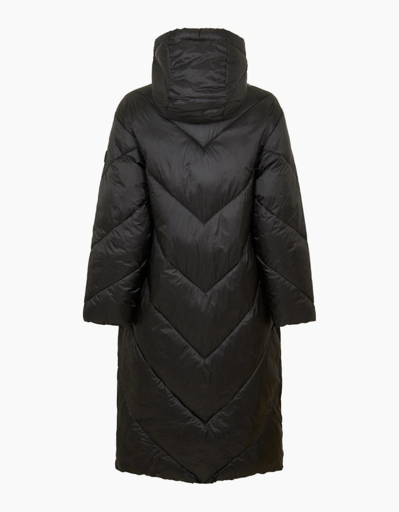 Pollylong Hooded Snap Detail Puffer Coat
