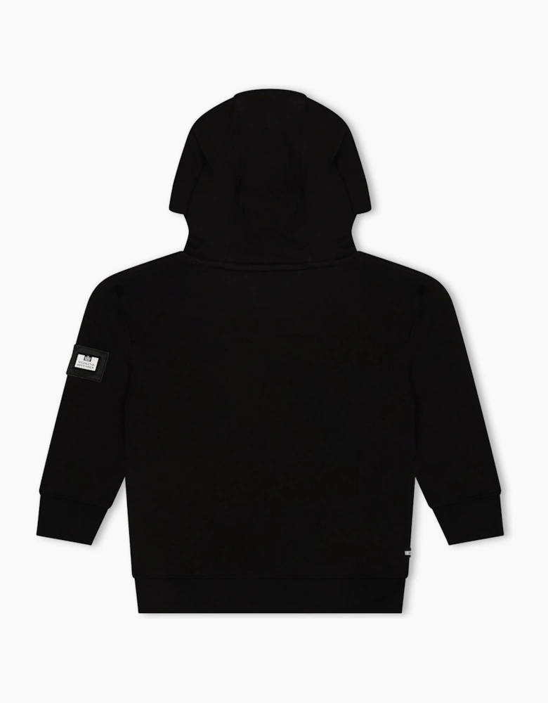 Yensei Badge Hooded Neck Three-Quarter Sleeve Sweatshirt