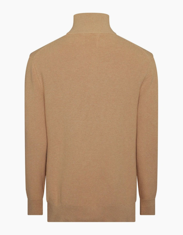 Merino Zip Neck High Collar Long Sleeve Sweater
