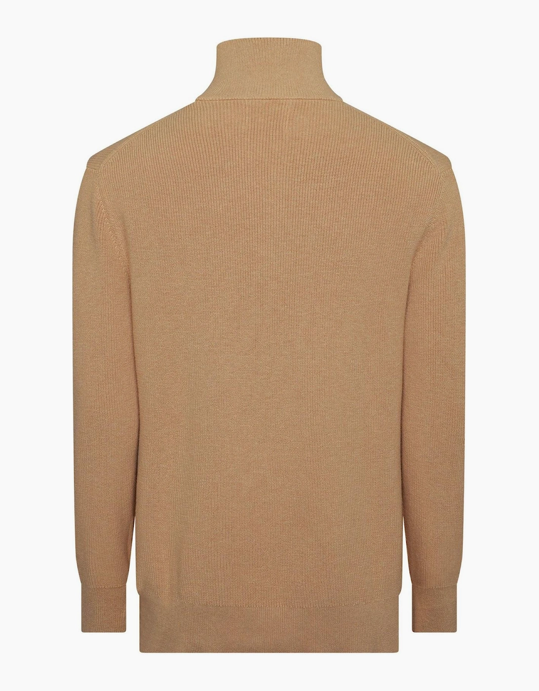 Merino Zip Neck High Collar Long Sleeve Sweater