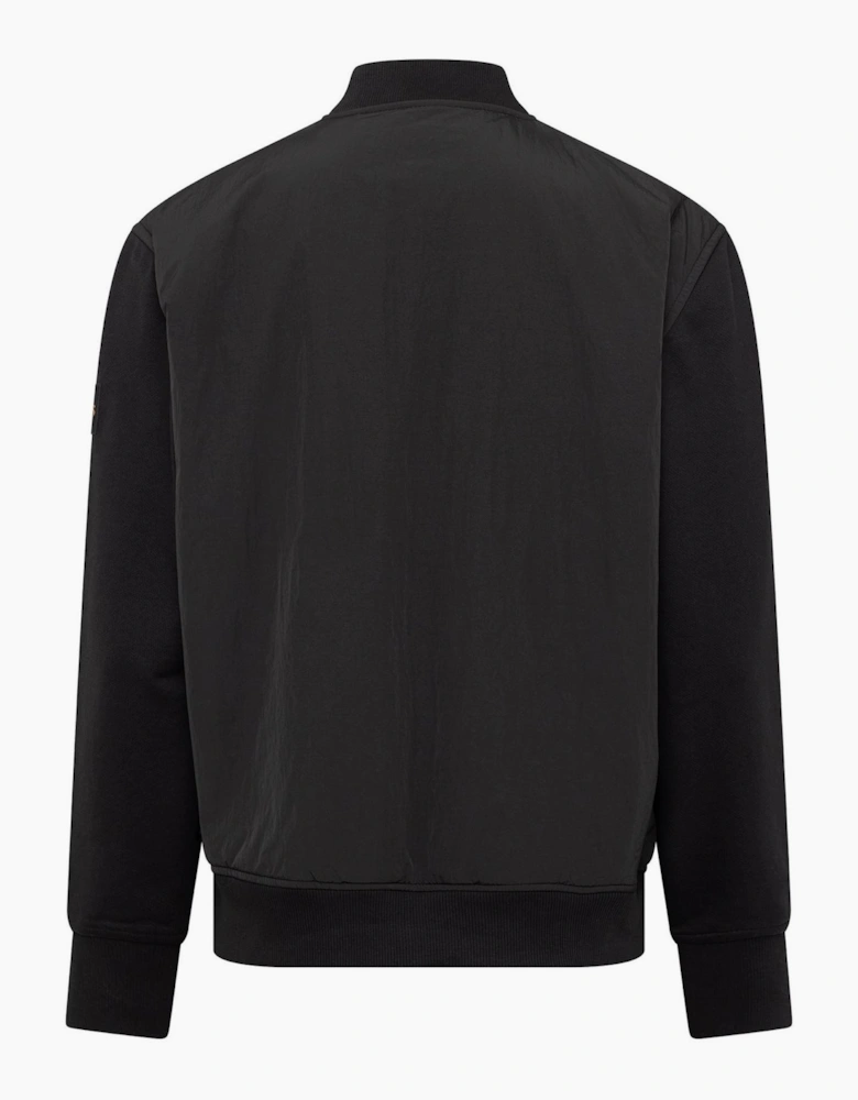 Solid Patterned Bomber Jacket with Ribbed Cuff