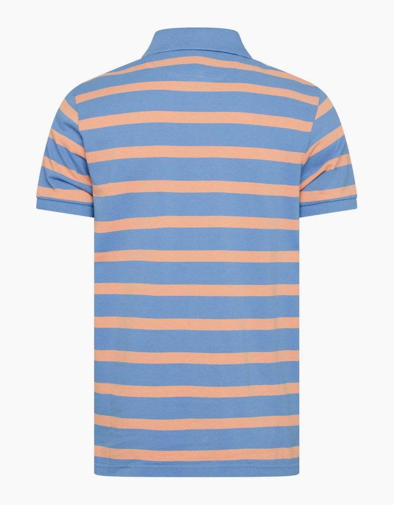Striped Collared Neck Short Sleeve Polo Shirt