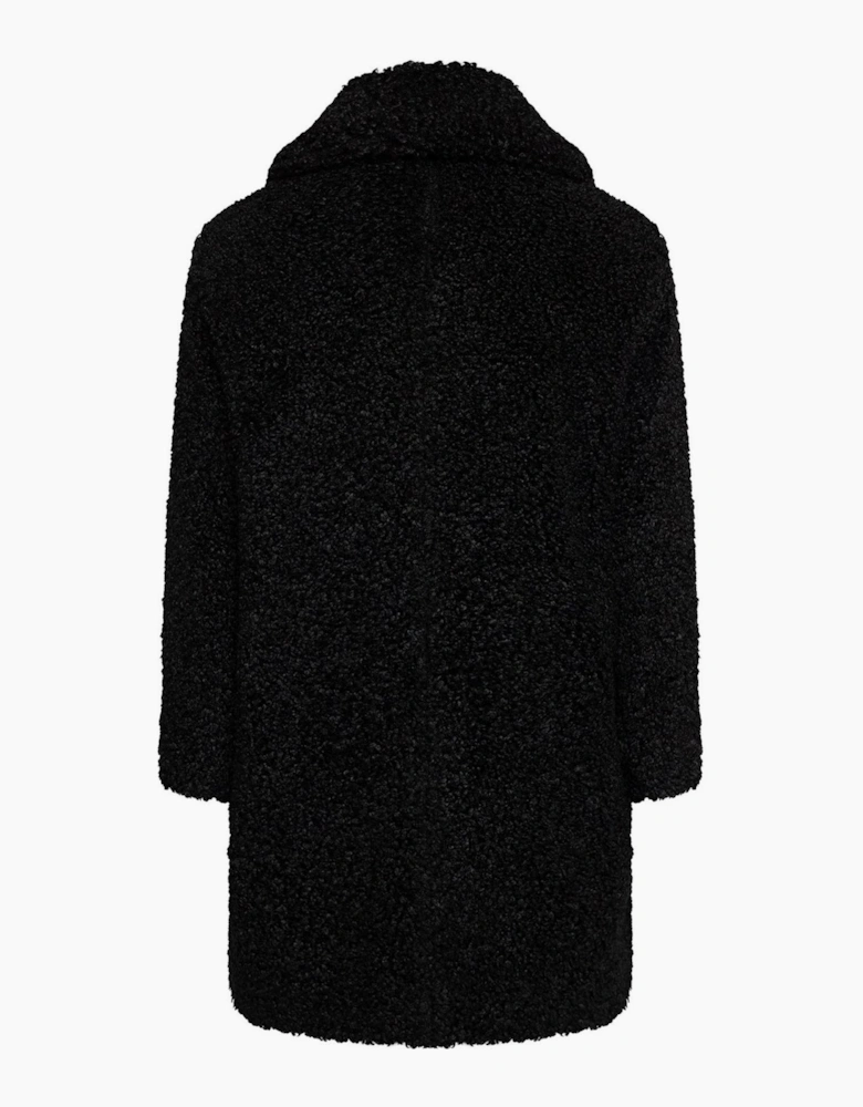 Textured Teddy Bear Over Coat with Shirt Collar