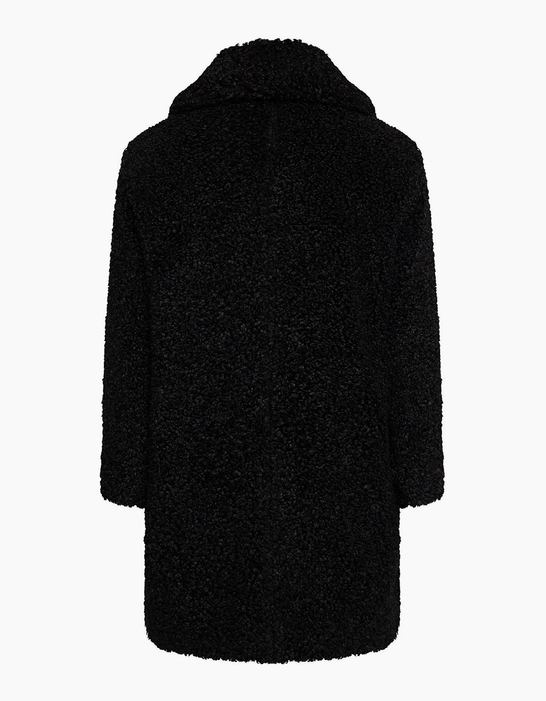 Textured Teddy Bear Over Coat with Shirt Collar