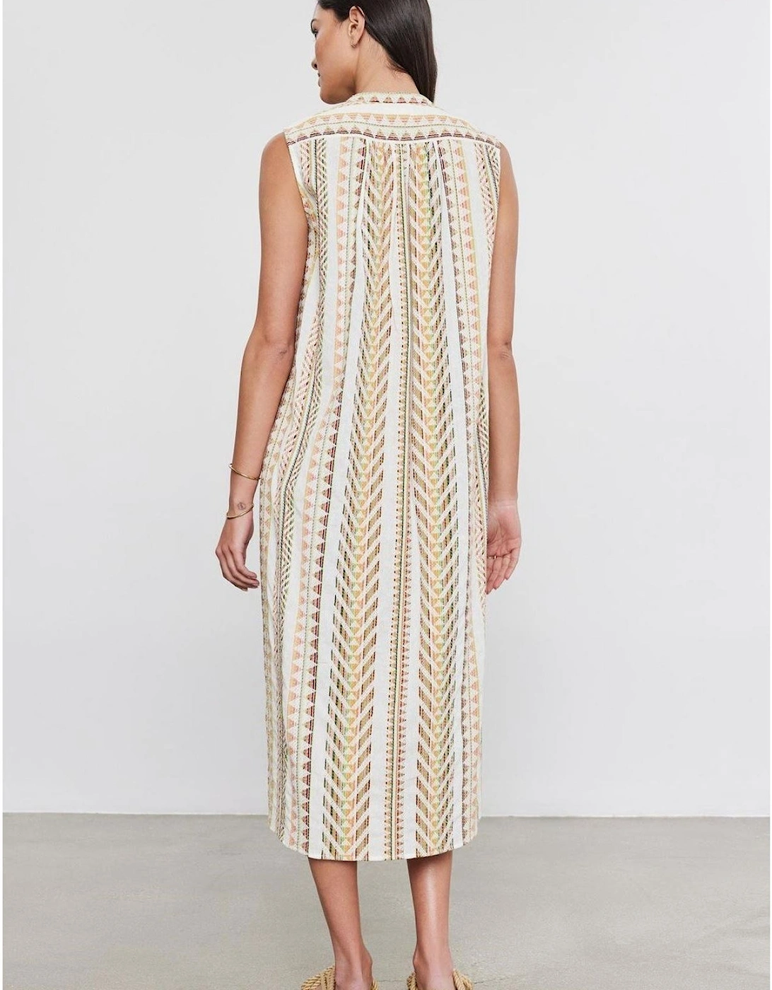 V-Neck Sleeveless Midi Shift Dress