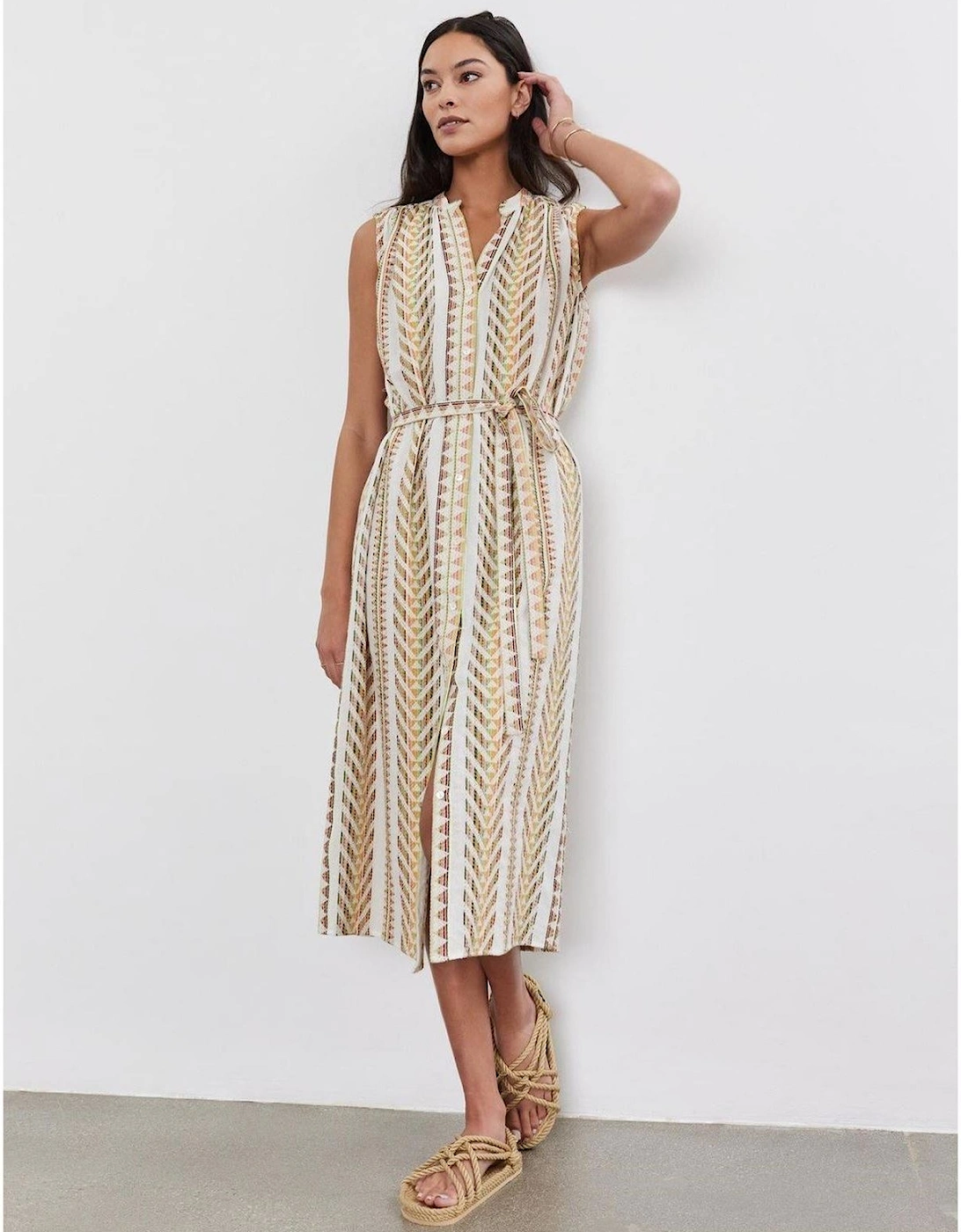 V-Neck Sleeveless Midi Shift Dress