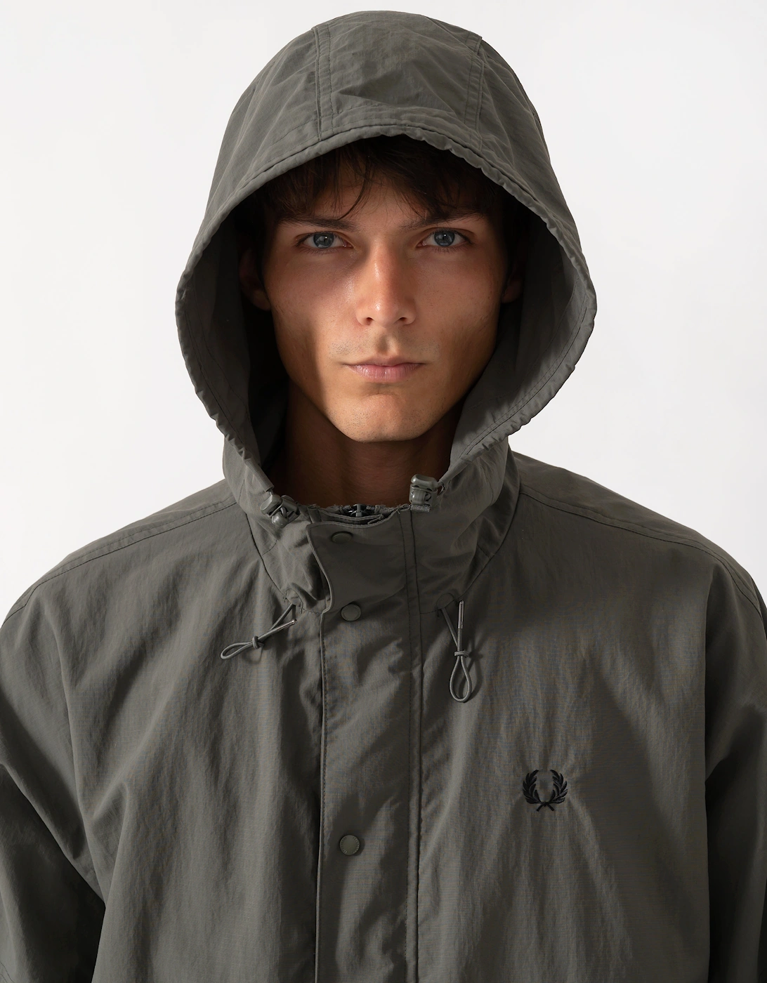 Fred Perry Mens Cropped Ripstop Parka - Field Green D09