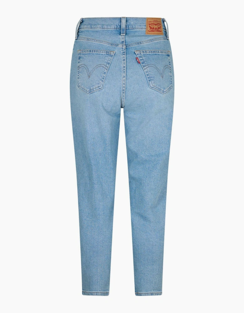 Solid Patterned High Rise Mom Jeans