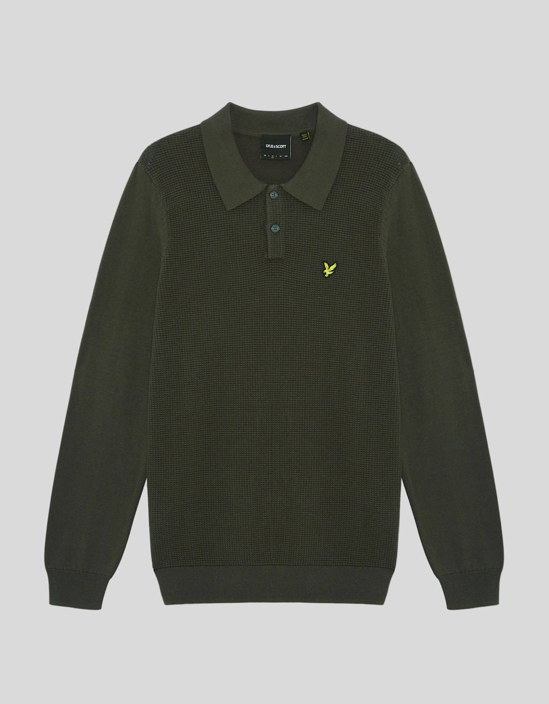 Waffle Knitted Long Sleeve Polo Shirt, 2 of 1