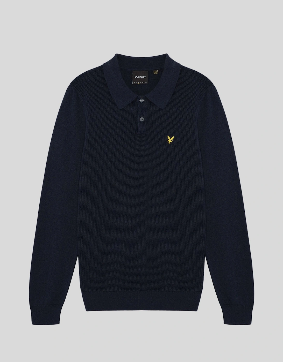 Waffle Knitted Long Sleeve Polo Shirt, 2 of 1