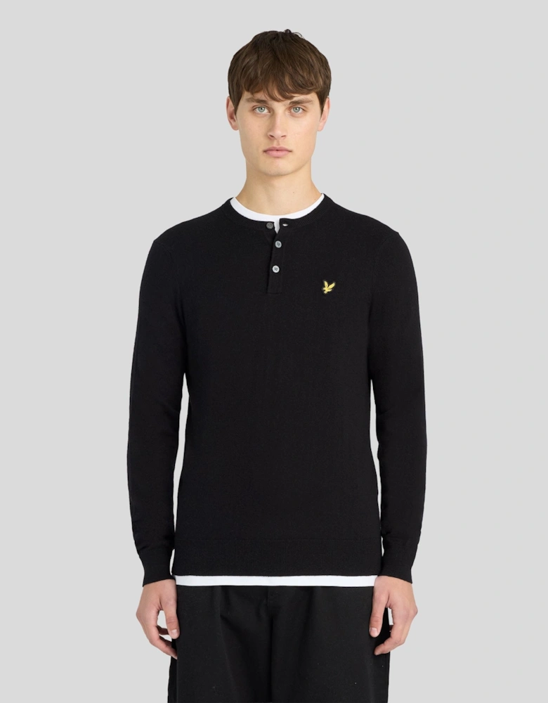 Cotton Merino Henley Jumper