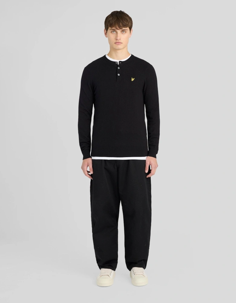 Cotton Merino Henley Jumper