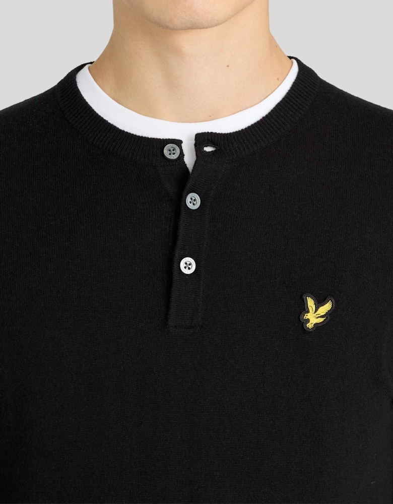 Cotton Merino Henley Jumper