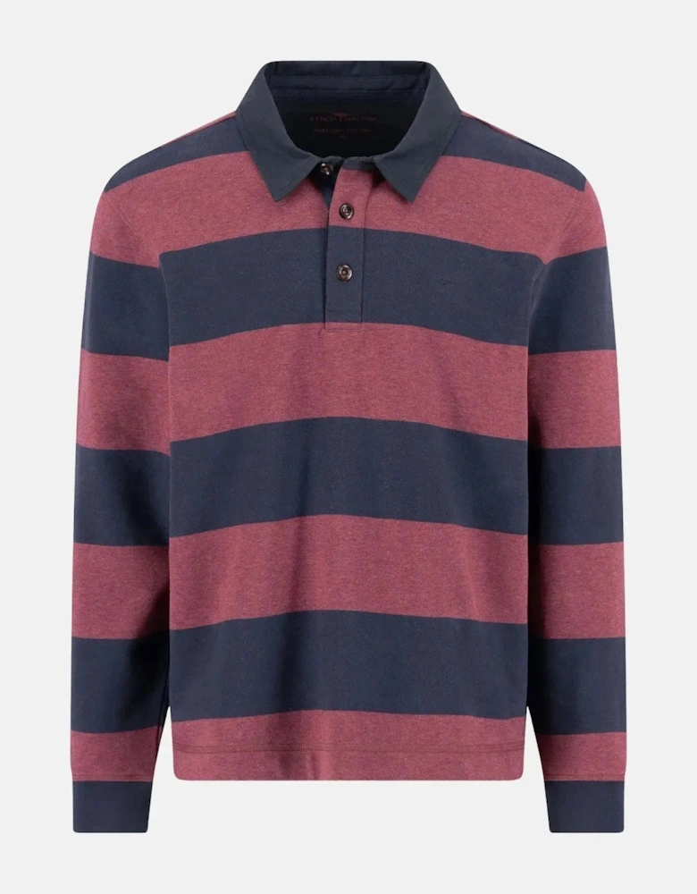 Striped Rugby Collar Sweat Deep Merlot