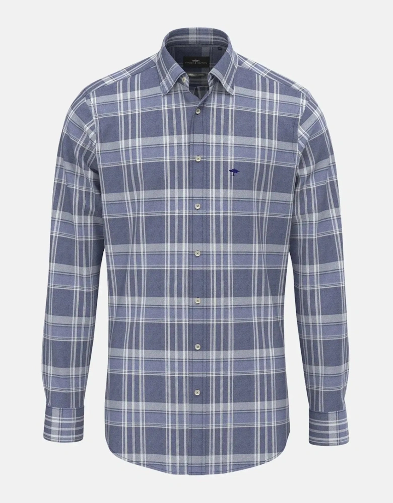Large Check Kent Collar Shirt Misty Blue