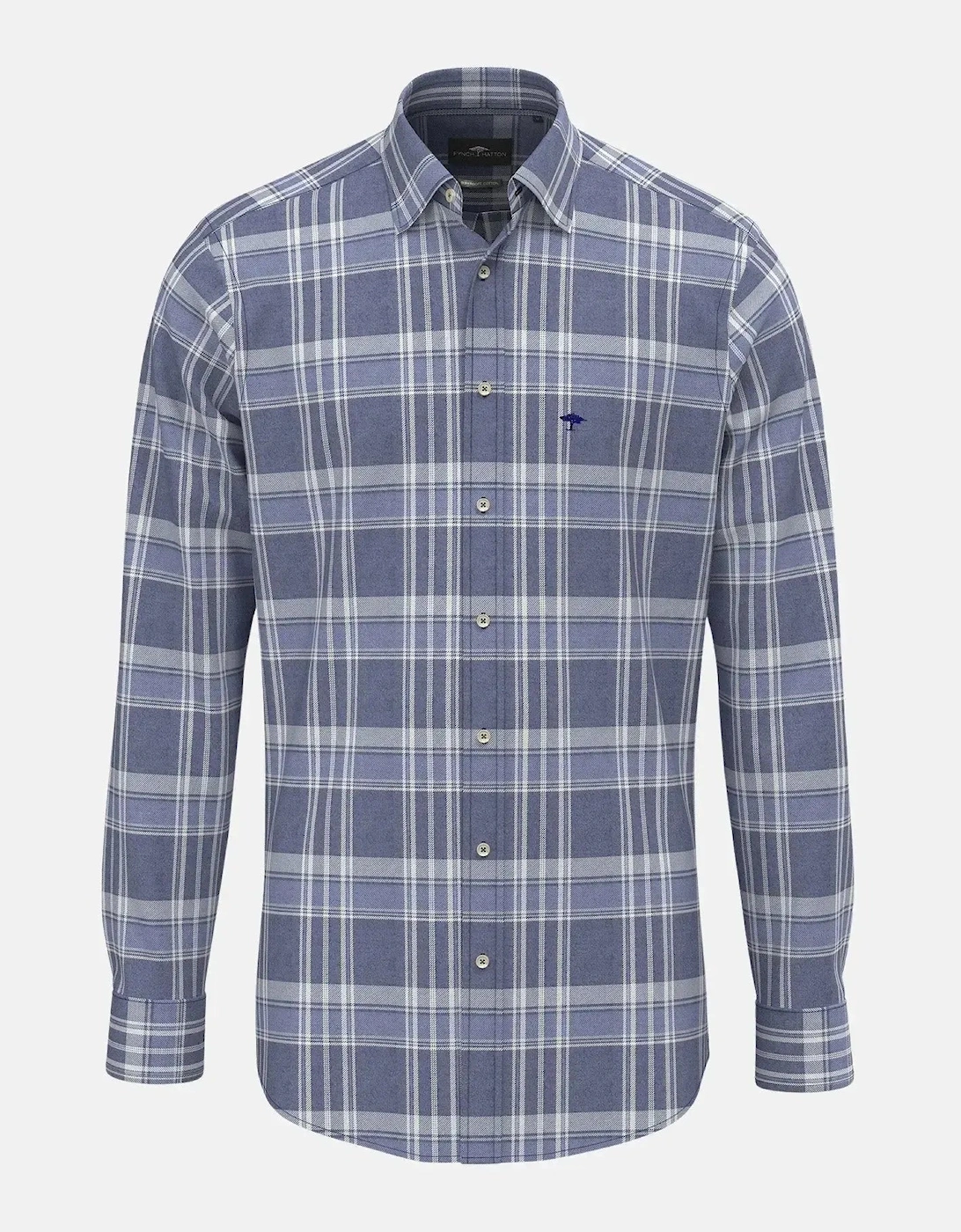 Large Check Kent Collar Shirt Misty Blue, 6 of 5
