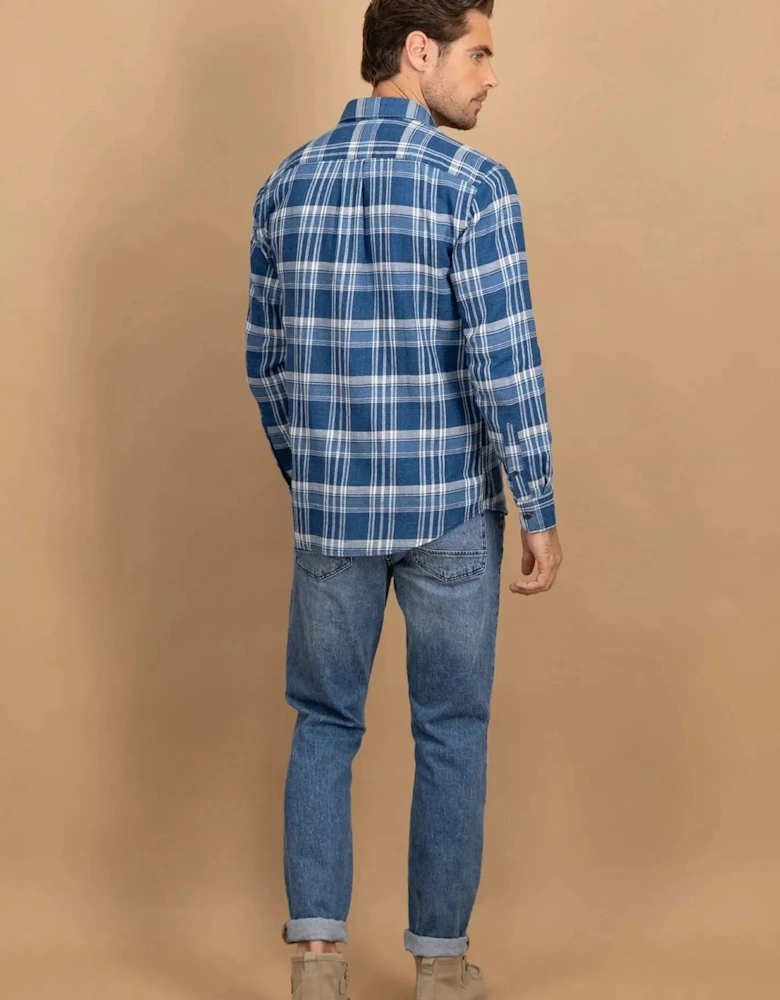 Large Check Kent Collar Shirt Misty Blue