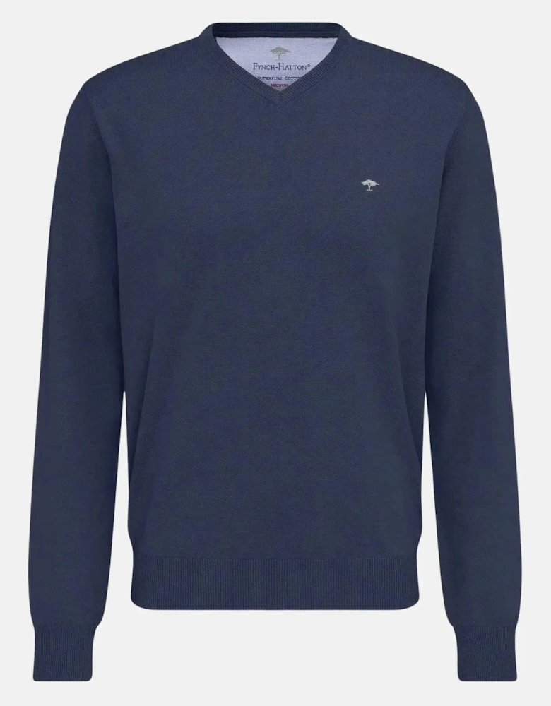 Fine Knit V-Neck Cotton Knit Night