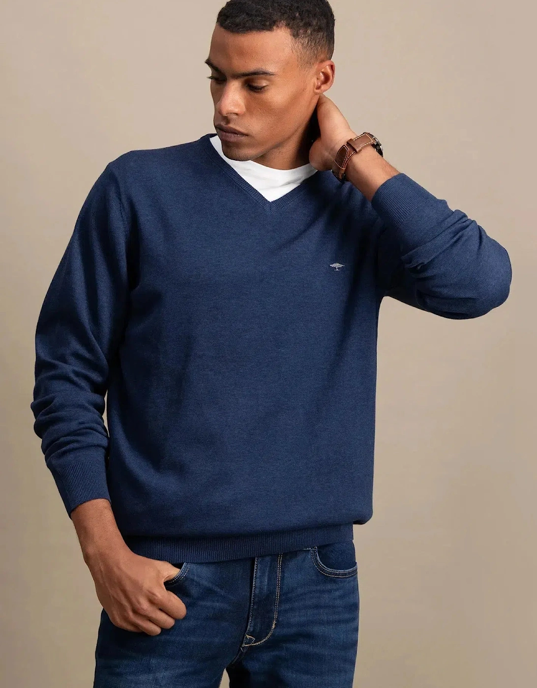 Fine Knit V-Neck Cotton Knit Night
