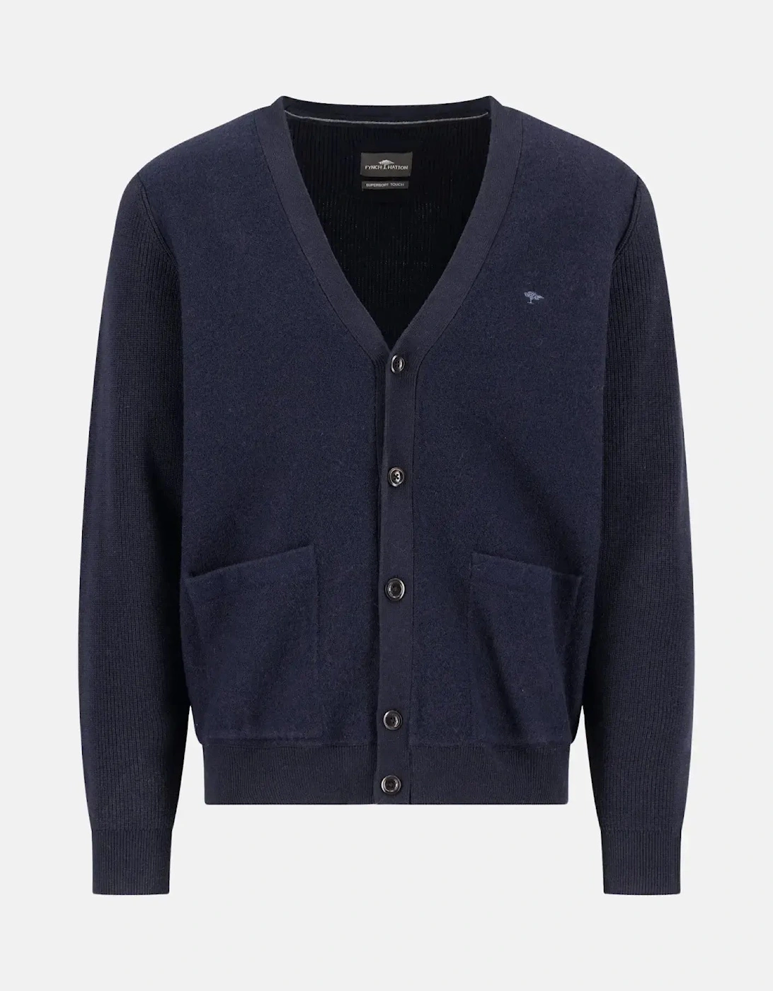 Cotton Wool Buttoned Cardigan Navy, 4 of 3