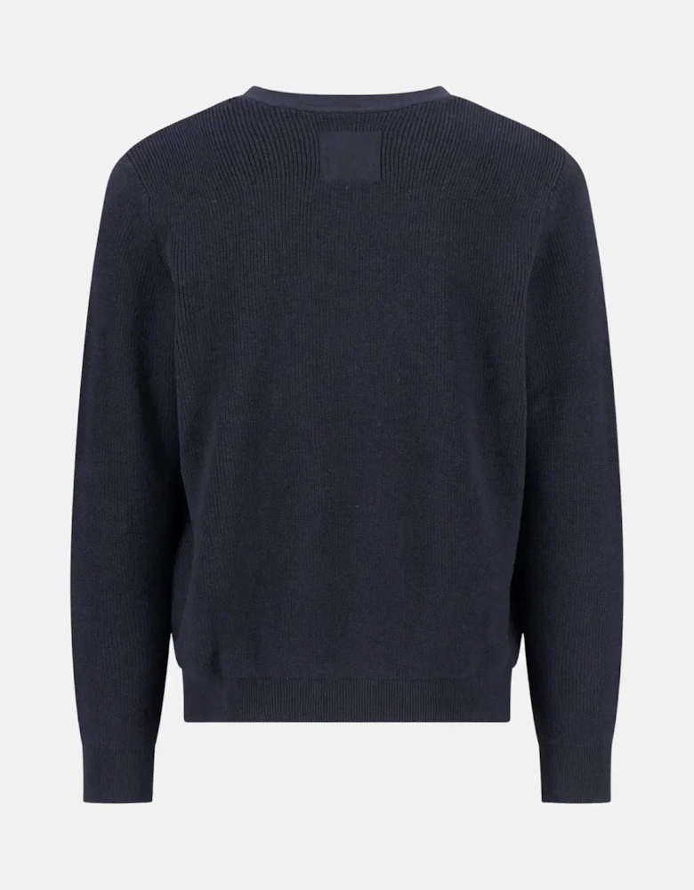 Cotton Wool Buttoned Cardigan Navy