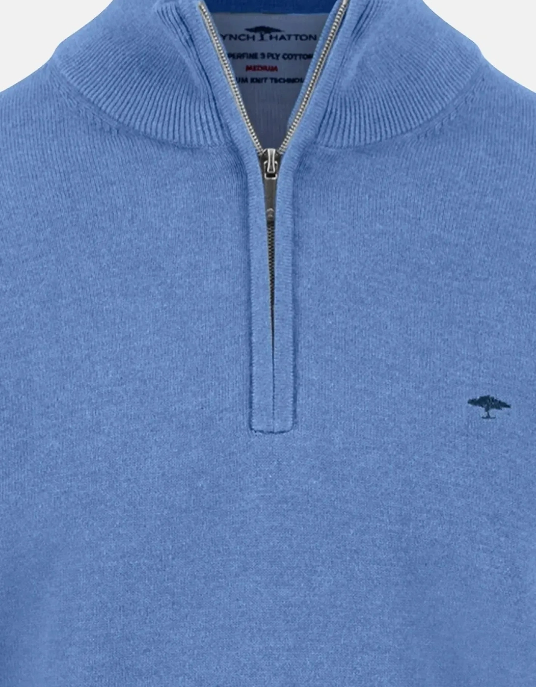 Fine Knit Cotton 1/4 Zip Crystal Blue