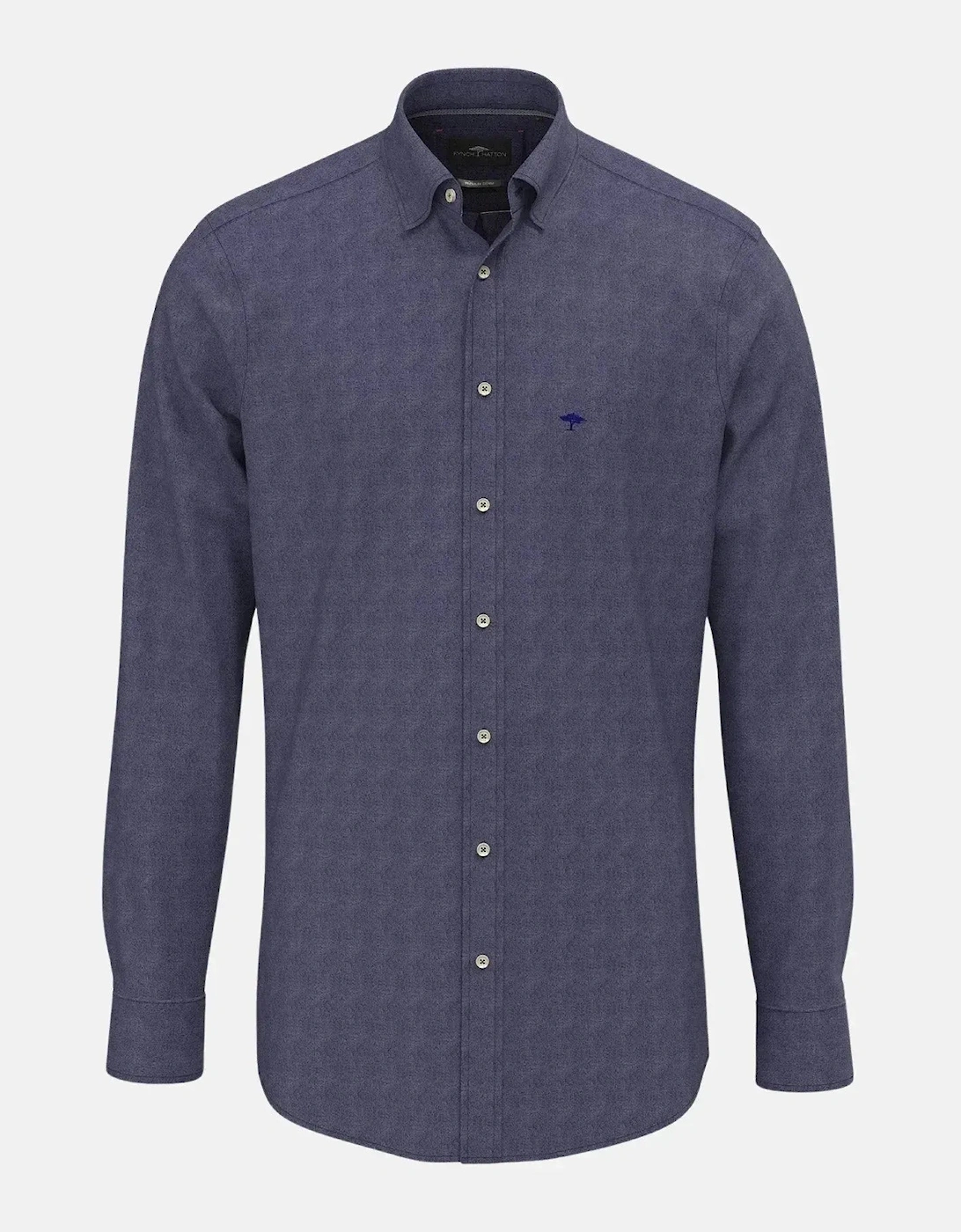 Woven Pattern Kent Collar Denim Shirt Navy, 3 of 2