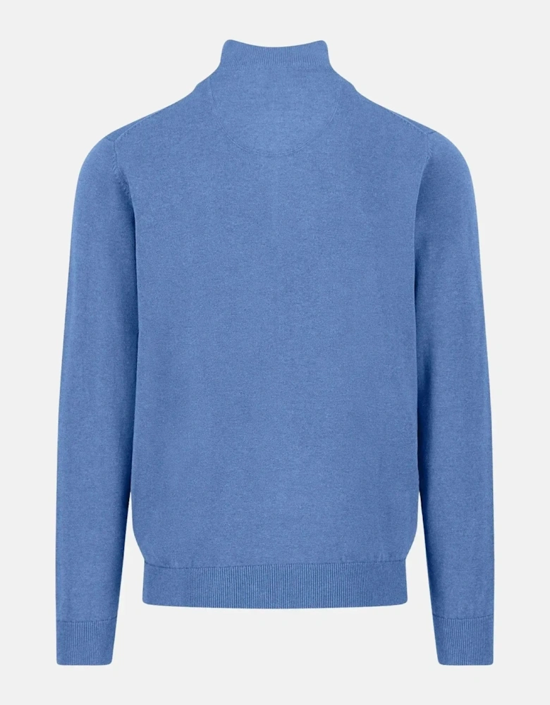 Fine Knit Cotton 1/4 Zip Crystal Blue
