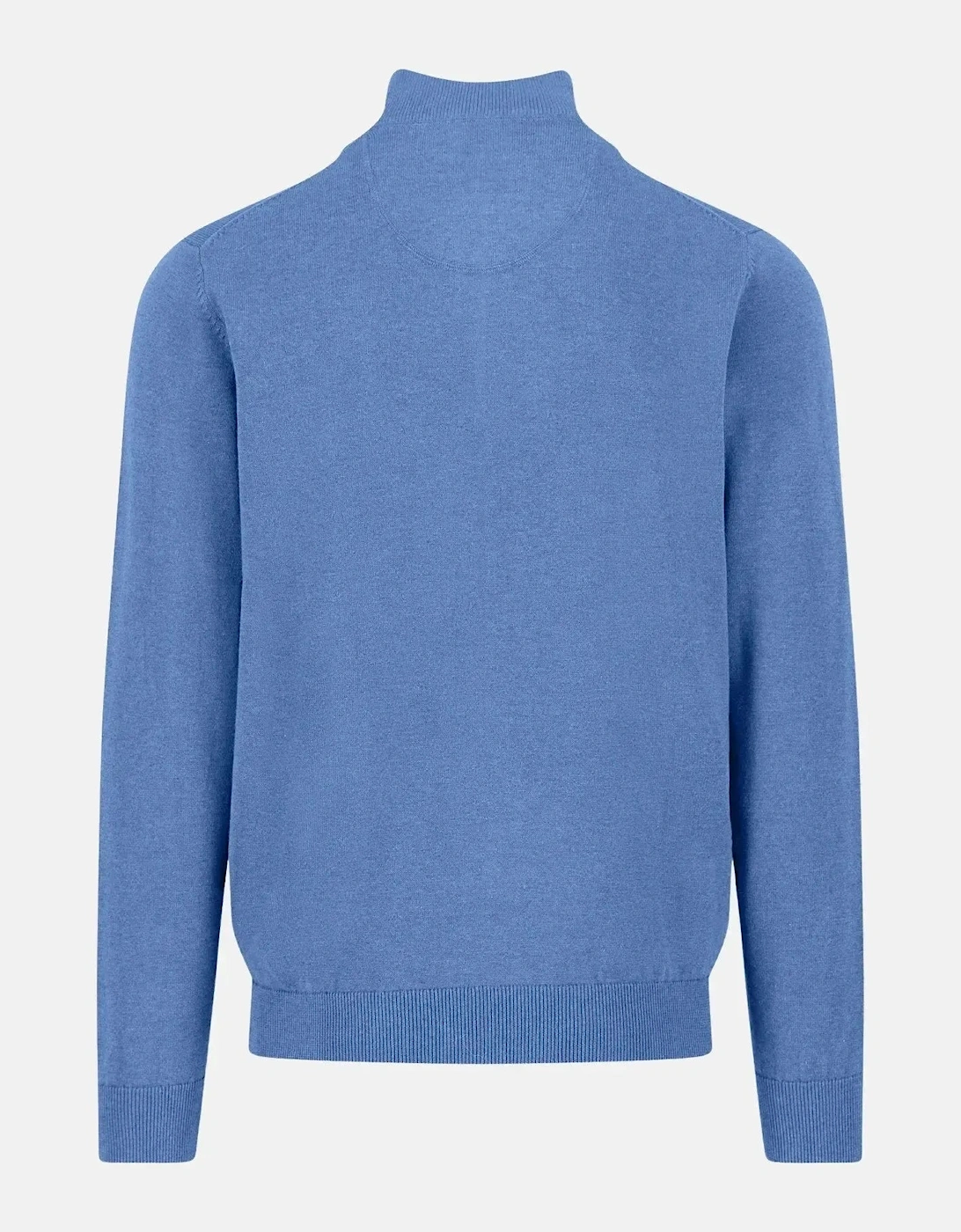 Fine Knit Cotton 1/4 Zip Crystal Blue