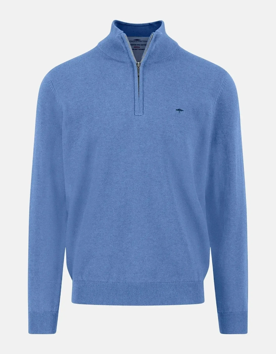 Fine Knit Cotton 1/4 Zip Crystal Blue, 4 of 3