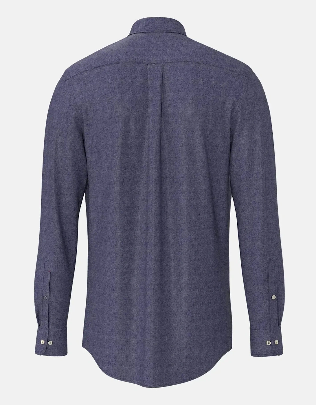 Woven Pattern Kent Collar Denim Shirt Navy