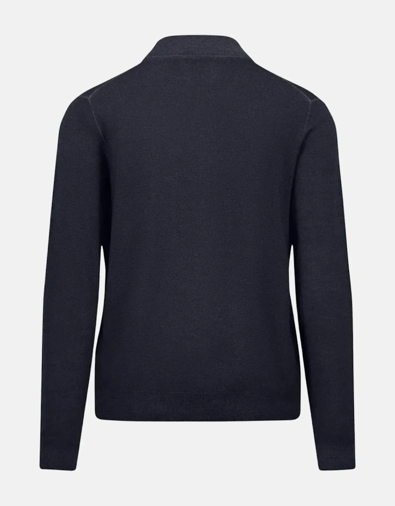 Merino Wool Zip Cardigan Navy