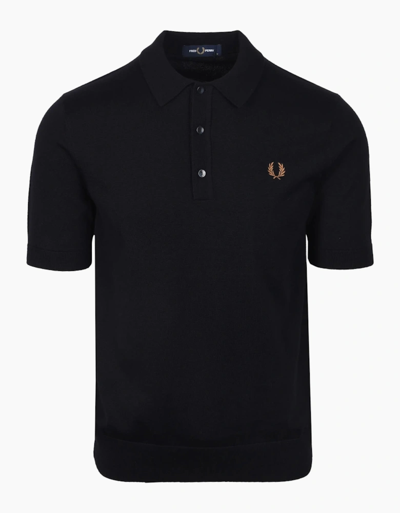 FRED PERRY COTTON KNITTED SHIRT BLACK