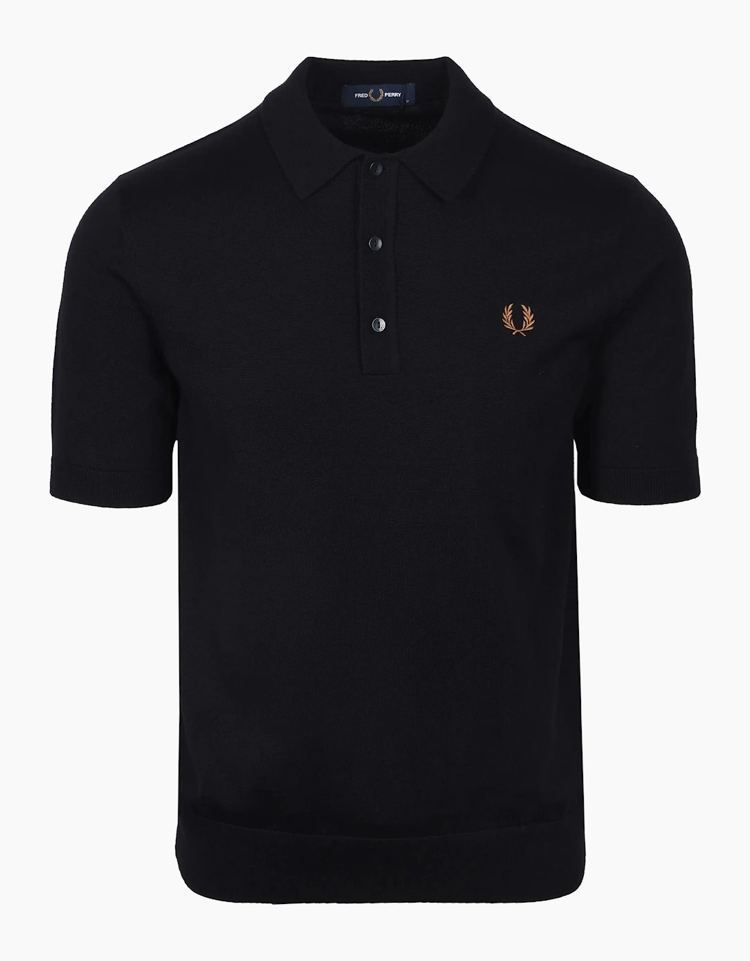 FRED PERRY COTTON KNITTED SHIRT BLACK, 4 of 3