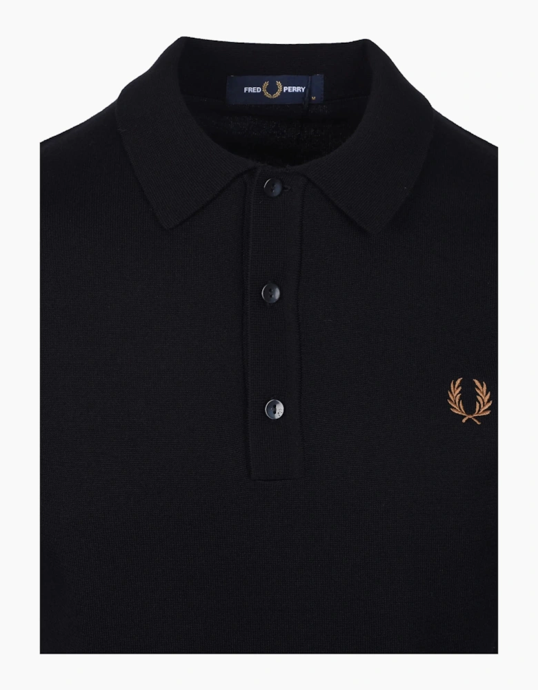 FRED PERRY COTTON KNITTED SHIRT BLACK