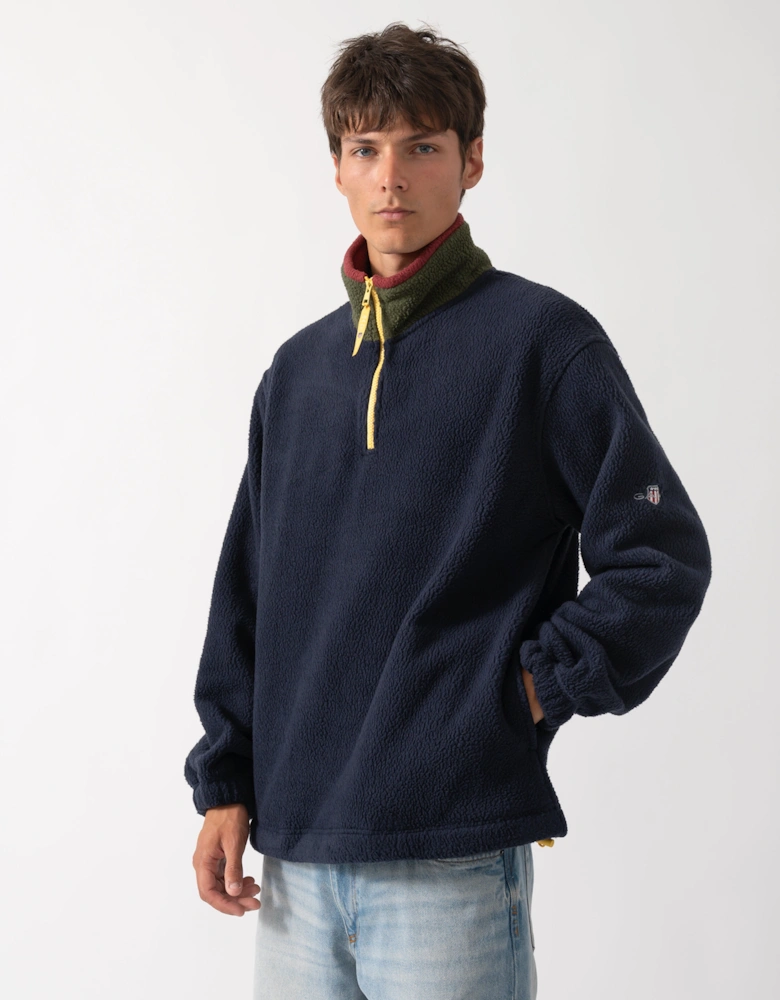 GANT Mens Color-Block Fleece - 433 Evening Blue