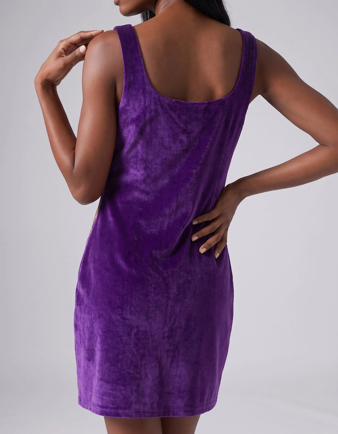 Coral Purple Velvet Mini Dress
