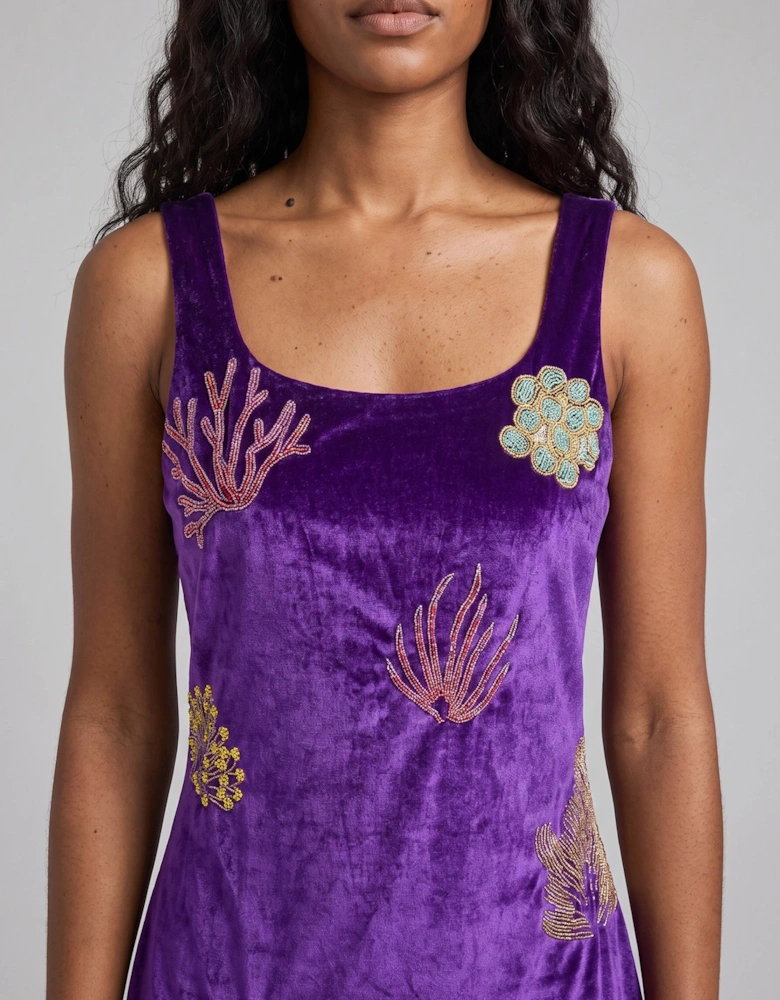 Coral Purple Velvet Mini Dress