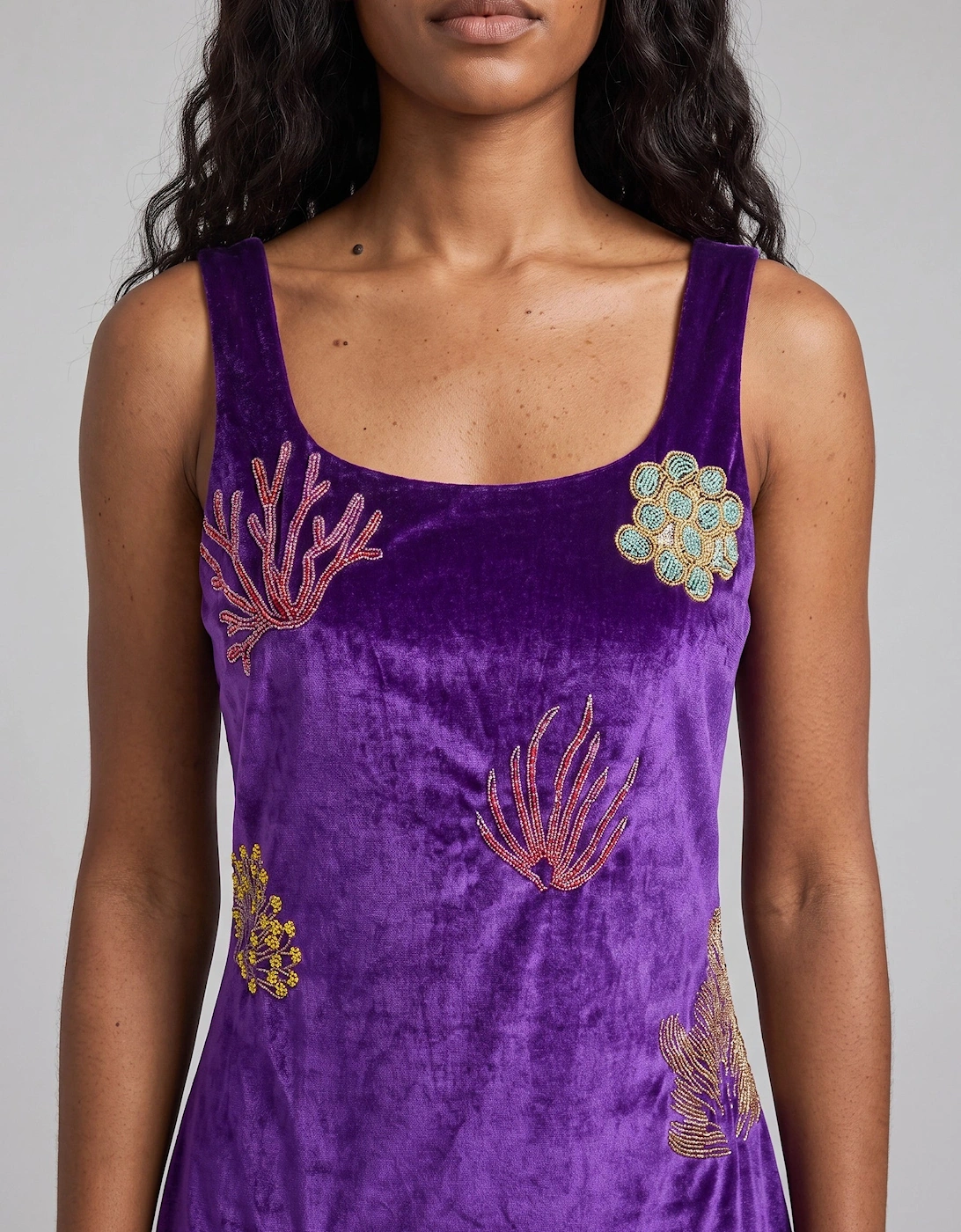 Coral Purple Velvet Mini Dress