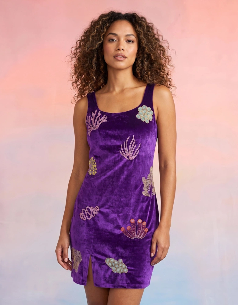 Coral Purple Velvet Mini Dress